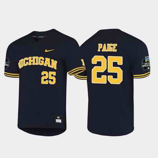 Men Michigan Wolverines Isaiah Paige Navy 2019 Ncaa Baseball College World Series Jersey
